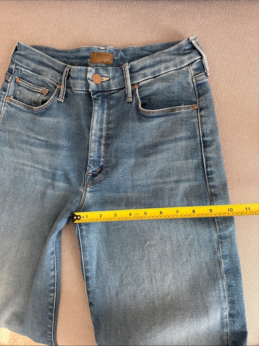MOTHER Blue High-Rise Wide Leg Flare Jeans - Picture 12 of 14